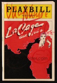 1r0367 VAN JOHNSON signed TWICE playbill '85 when he was in La Cage Aux Folles on Broadway!