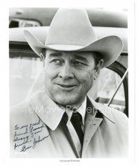 1r0492 BEN JOHNSON signed 8x10 still '74 c/u as the highway patrol chief in The Sugarland Express!