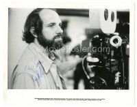 1r0501 BRIAN DE PALMA signed 8x10 still '80 great candid close up standing by camera on the set!
