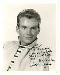 1r0523 DEAN JONES signed 8x10 key book still '59 head & shoulders portrait in striped shirt & jacket