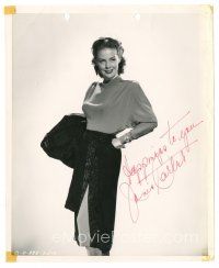 1r0587 JANIS CARTER signed 8x11 key book still '40s smiling full-length in sexy outfit by Ned Scott!