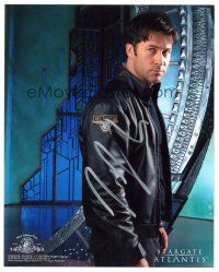 1r1022 JOE FLANIGAN signed color 8x10 REPRO still '00s in uniform from Stargate: Atlantis!