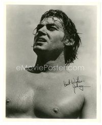 1r1039 JOHNNY WEISSMULLER signed 8x10 REPRO still '80s great barechested close up of the Tarzan star