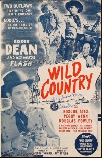 1r0066 WILD COUNTRY signed pressbook '47 by singing cowboy star Eddie Dean!