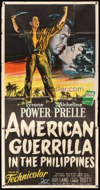 1s483 AMERICAN GUERRILLA IN THE PHILIPPINES 3sh '50 art of Tyrone Power & Micheline Prelle!