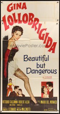 1s497 BEAUTIFUL BUT DANGEROUS 3sh '57 full-length art of sexy Gina Lollobrigida, very rare!