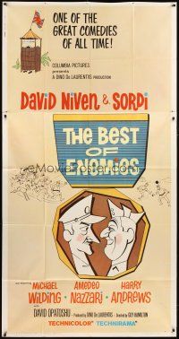 1s500 BEST OF ENEMIES 3sh '62 great cartoon art of WWII soldiers David Niven & Alberto Sordi!