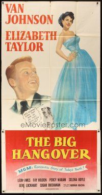 1s504 BIG HANGOVER 3sh '50 art of Elizabeth Taylor & Van Johnson, romantic story of today's youth!