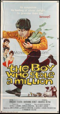 1s514 BOY WHO STOLE A MILLION 3sh '60 Maurice Reyna, wacky art of boy running w/money!