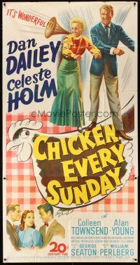 1s532 CHICKEN EVERY SUNDAY 3sh '49 stone litho of Dan Dailey & Celeste Holm dancing!