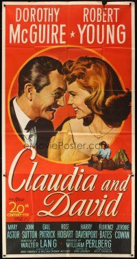 1s536 CLAUDIA & DAVID 3sh '46 romantic close up artwork of Dorothy McGuire & Robert Young!