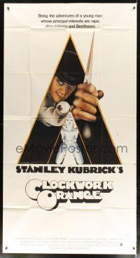 1s538 CLOCKWORK ORANGE int'l 3sh '72 Stanley Kubrick classic, Philip Castle art of Malcolm McDowell!