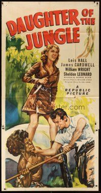 1s553 DAUGHTER OF THE JUNGLE 3sh '49 art of Lois Hall in Africa + fake native with spear!