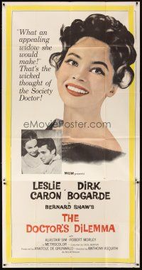 1s558 DOCTOR'S DILEMMA 3sh '59 Dirk Bogarde thinks Leslie Caron would be an appealing widow!