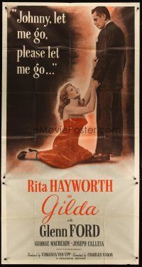 1s586 GILDA 3sh R50 sexy Rita Hayworth in sheath dress begging Glenn Ford to please let her go!