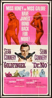 1s006 GOLDFINGER/DR. NO 3sh '66 Sean Connery as James Bond, plus sexy Miss Honey & Miss Galore!