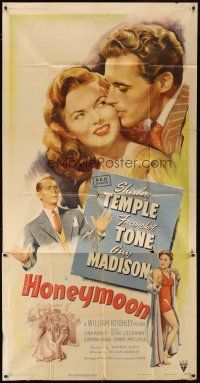 1s595 HONEYMOON 3sh '47 great romantic art of newlyweds Shirley Temple & Guy Madison in Mexico!