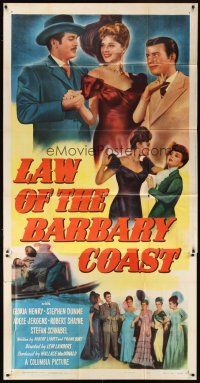 1s628 LAW OF THE BARBARY COAST 3sh '49 sexy Gloria Henry, Stephen Dunne!