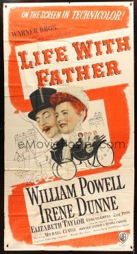 1s631 LIFE WITH FATHER 3sh '47 cool art of William Powell & Irene Dunne!
