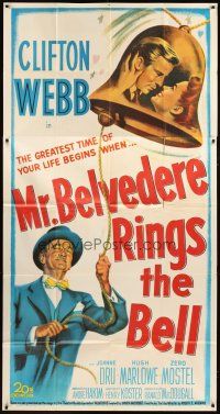 1s650 MR. BELVEDERE RINGS THE BELL 3sh '51 artwork of Clifton Webb & lovers in bell!