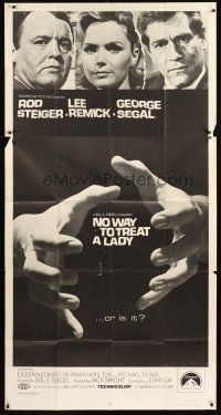 1s660 NO WAY TO TREAT A LADY 3sh '68 Rod Steiger, Lee Remick & Segal, hands about to strangle!