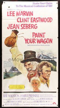 1s675 PAINT YOUR WAGON 3sh '69 art of Clint Eastwood, Lee Marvin & pretty Jean Seberg!