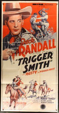 1s755 TRIGGER SMITH 3sh '39 great stone litho of cowboy Jack Randall & Rusty the Wonder Horse!