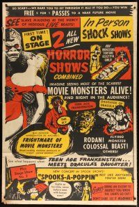 1s028 DR. MACABRE'S FRIGHTMARE OF MOVIE MONSTERS 40x60 Spook Show poster '50s live in person!