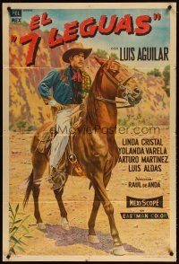 1s143 EL 7 LEGUAS Argentinean '55 artwork of cowboy Luis Aguilar on horseback!