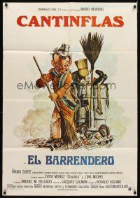 1s144 EL BARRENDERO Argentinean '82 great art of Cantinflas as janitor sweeping up!