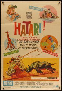 1s165 HATARI Argentinean '62 Howard Hawks, great artwork images of John Wayne in Africa!