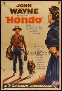 1s169 HONDO Argentinean '53 3-D John Wayne was a stranger to all but the surly dog at his side!