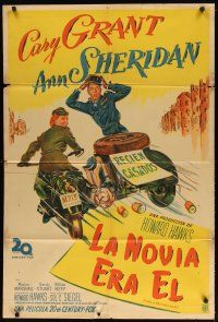 1s173 I WAS A MALE WAR BRIDE Argentinean '49 cross-dresser Cary Grant & Ann Sheridan on motorcycle!