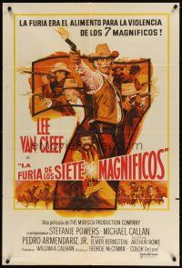 1s190 MAGNIFICENT SEVEN RIDE Argentinean '72 art of cowboy Lee Van Cleef & men firing guns!