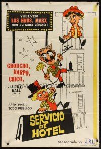 1s212 ROOM SERVICE Argentinean R60s cool Hirschfeld-like art of The Marx Brothers!