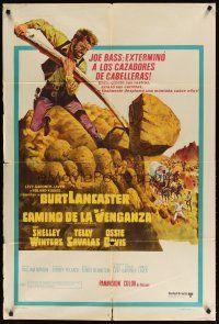 1s215 SCALPHUNTERS Argentinean '68 different art of Burt Lancaster pushing boulder down hill!