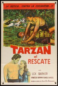 1s226 TARZAN & THE SLAVE GIRL Argentinean R1960 different art of Lex Barker pinning man to ground!