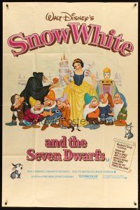 1s038 SNOW WHITE & THE SEVEN DWARFS English 40x60 R70s Walt Disney animated cartoon fantasy classic!