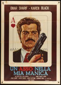 1s286 CRIME & PASSION Italian 1p '76 art of gambler Omar Sharif in ace of hearts playing card!