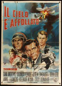 1s288 CROWDED SKY Italian 1p '60 Dana Andrews, different Longi airplane disaster artwork!