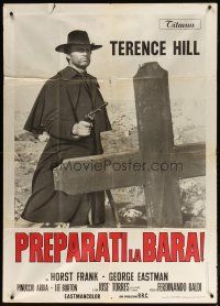 1s295 DJANGO PREPARE A COFFIN Italian 1p '68 cool c/u of Terence Hill as Django with gun by grave!