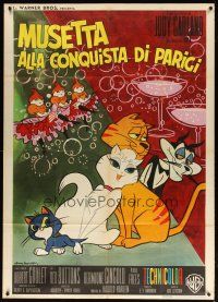 1s316 GAY PURR-EE Italian 1p '63 great Rodolfo Gasparri artwork of cartoon cats!