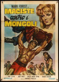 1s329 HERCULES AGAINST THE MONGOLS Italian 1p R70 cool different art of Mark Forest as Hercules!