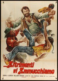 1s350 KUNG FU BROTHERS IN THE WILD WEST Italian 1p '73 wacky western martial arts artwork!
