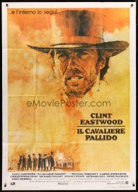 1s391 PALE RIDER Italian 1p '85 great artwork of cowboy Clint Eastwood by C. Michael Dudash!