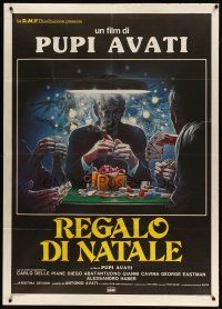 1s405 REGALO DI NATALE Italian 1p '86 Christmas Gift, cool poker gambling art by Enzo Sciotti!