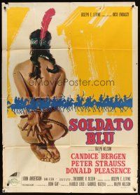 1s434 SOLDIER BLUE Italian 1p '70 different artwork of naked & bound Native American woman!