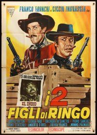 1s454 TWO SONS OF RINGO Italian 1p '67 wacky Franco & Ciccio spaghetti western art by Casaro!