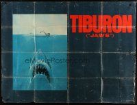 1s077 JAWS Spanish/U.S. subway poster '75 art of Steven Spielberg's classic man-eating shark!