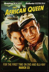 1t035 AFRICAN QUEEN video 1sh R10 cool artwork of Humphrey Bogart & Katharine Hepburn!